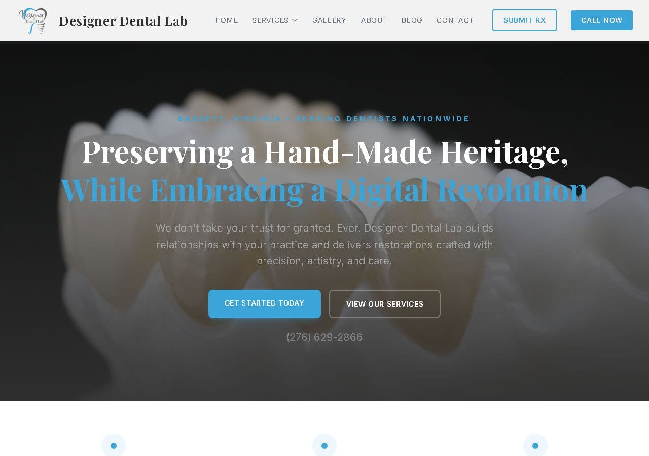 Designer Dental Lab — live website screenshot