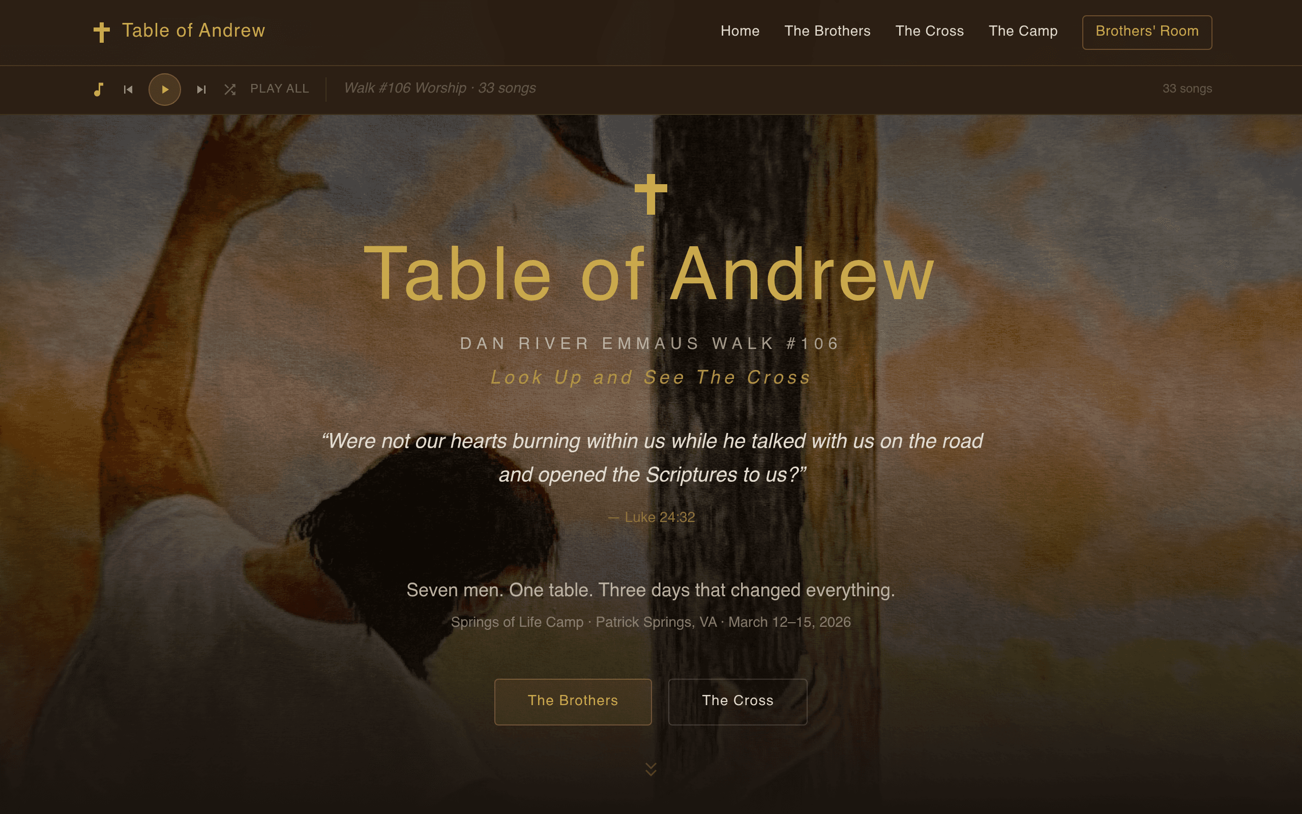 Table of Andrew — live website screenshot